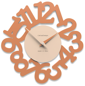 Callea design mat orologio moderno da parete legno colore terracotta