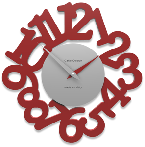 Callea design mat orologio moderno da parete legno colore rosso rubino