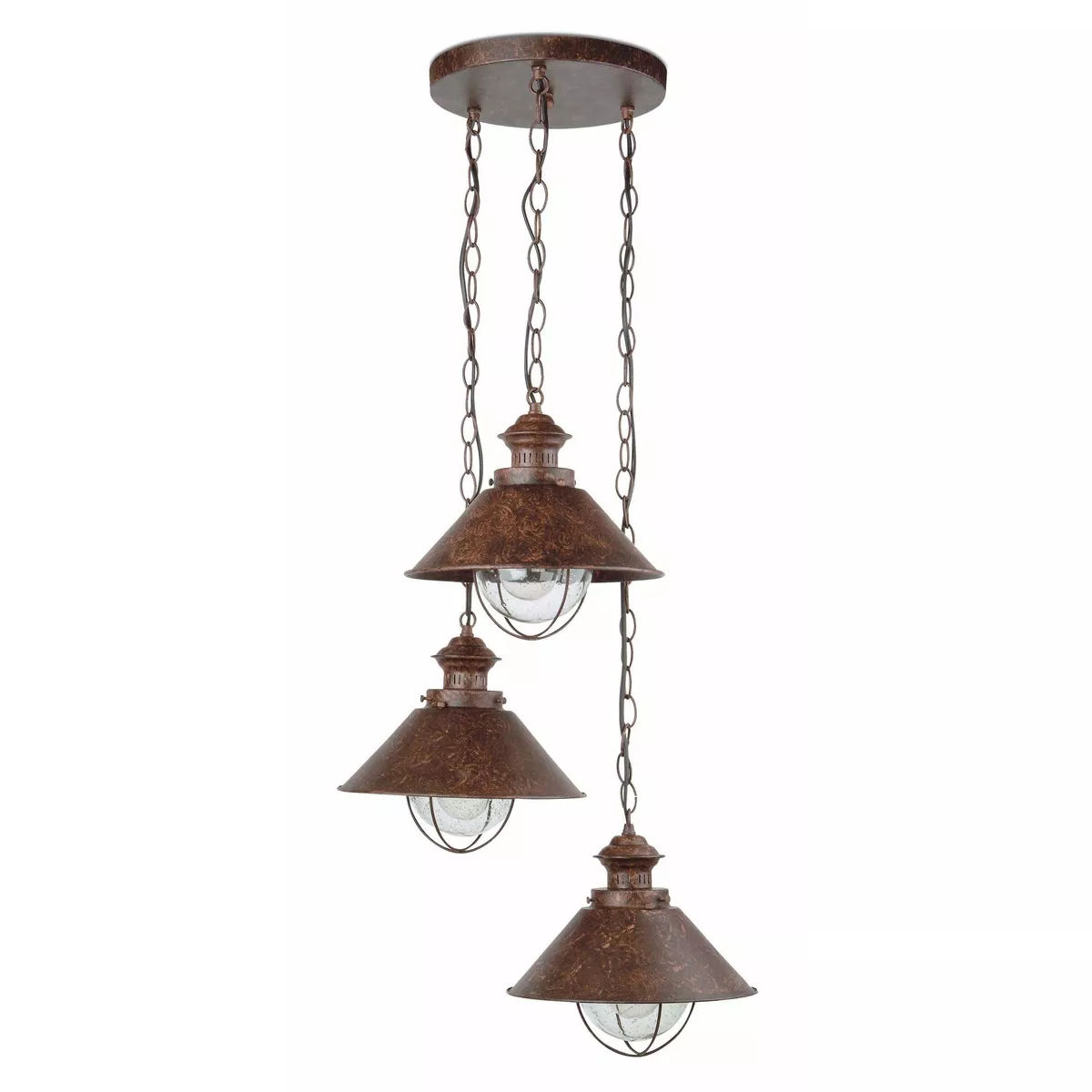 Lampadario Per Cucina Rustica Ip33 3 Luci Marrone 71112