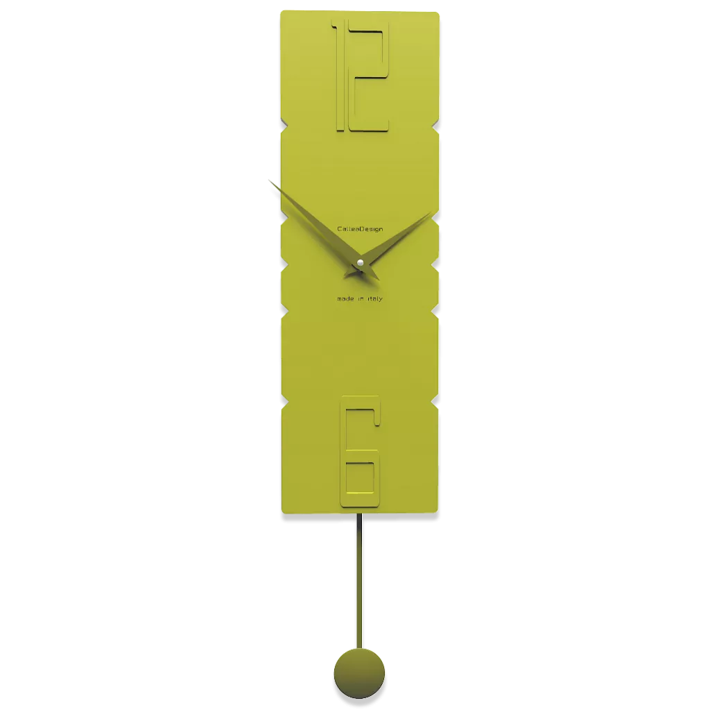 CalleaDesign Stripes moderno orologio a pendolo da muro verde mela