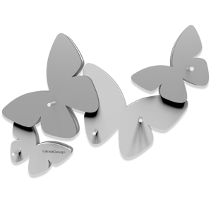 Appendichiavi magnetico da parete con farfalle legno bianco-grigio - 486C