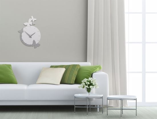 Callea design orologio moderno da parete farfalle legno bianco grigio