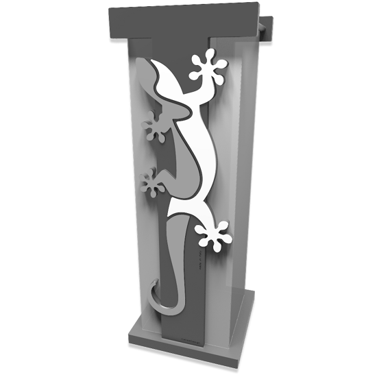 Portaombrelli moderno con geko legno bianco grigio callea design