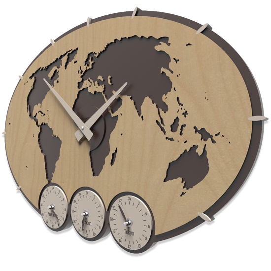 Callea design greenwich orologio da parete planisfero mondo legno noce