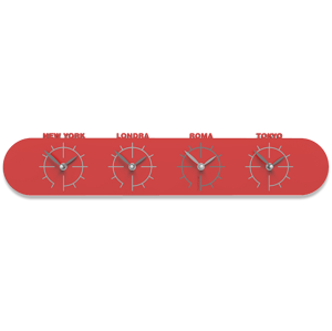 Callea design singapore orologio fusi orari da parete legno colore rosso