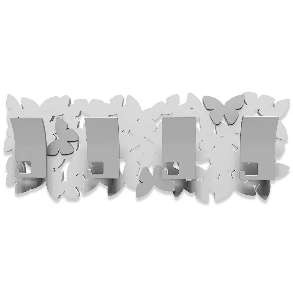 Appendiabiti da parete farfalle bianco grigio 3 ganci - 50-13-2-1WHITE