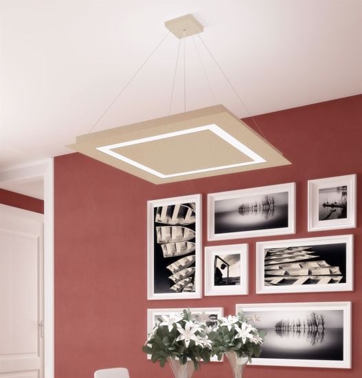 Lampadario moderno led colore sabbia rettangolare per soggiorno