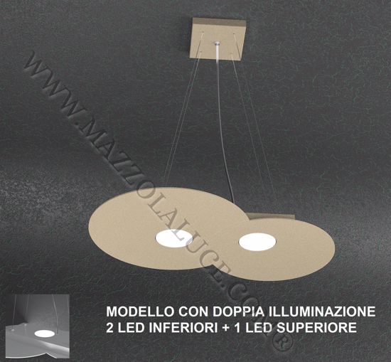 Lampadario per cucina led 2+1 sabbia luci doppia illuminazione toplight cloud