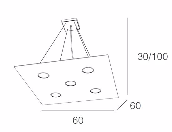 Top light area lampadario da cucina quadrato grigio