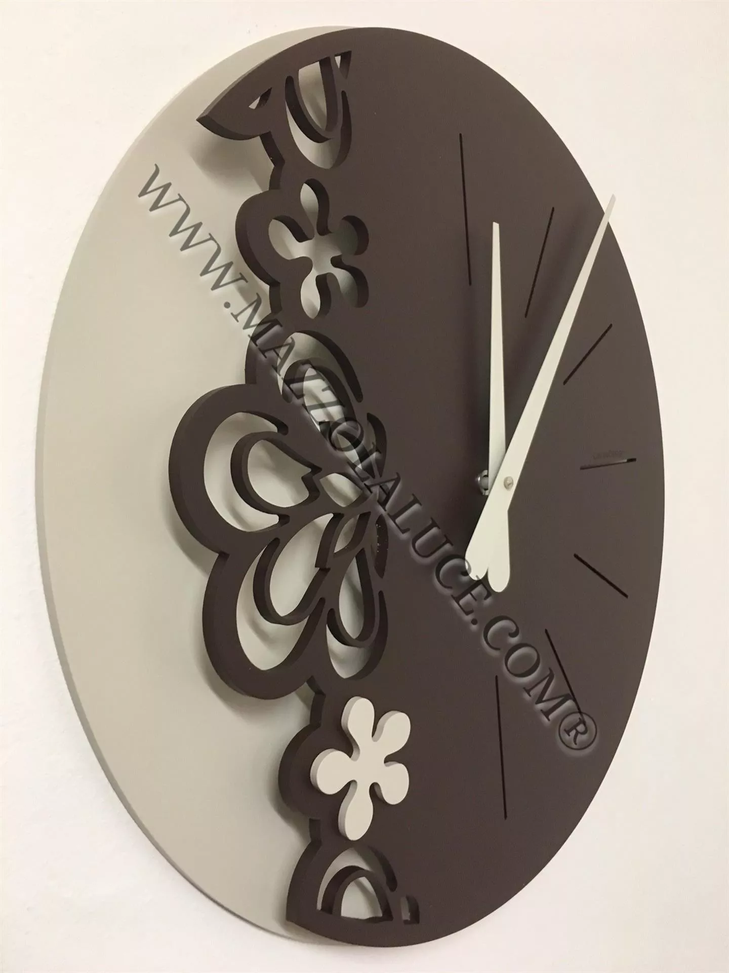 Orologio da parete design particolare legno cioccolato moderno tondo -  56-10-2-69