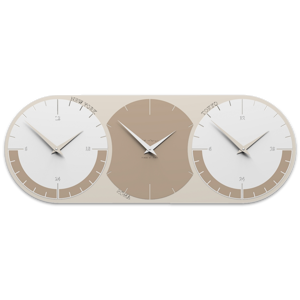 Callea design orologio da parete moderno 3 fusi orari caffelatte bianco