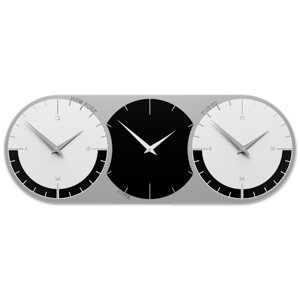 Callea design orologio da muro fusi orari 3 nero grigio bianco in legno