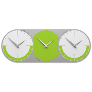 Orologio da muro moderno verde mela bianco grigio 3 fusi orari callea design in legno