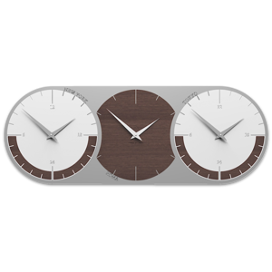 Orologio da muro moderno fusi orari 3 rovere wenge grigio bianco callea design