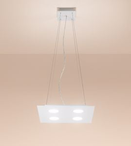 Lampadario moderno doppia luce led metallo bianco rettangolare affralux flet