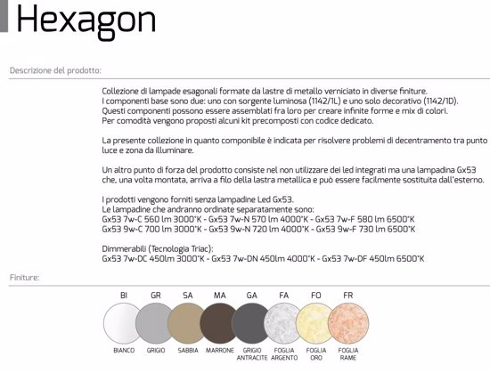 Hexagon plafoniera led 3 luci intercambiabili  marrone componibile