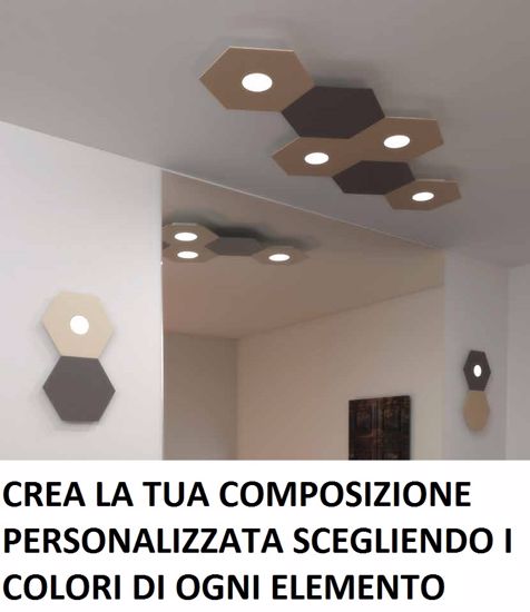 Top light hexagon plafoniera led 5 luci intercambiabili marrone soggiorno 