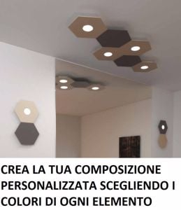 Hexagon top light plafoniera esagonale argento