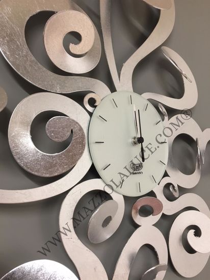 Orologio a parete da salotto soggiorno contemporaneo  foglia argento