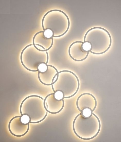 Applique led 24w 3000k bianca moderna design cerchi