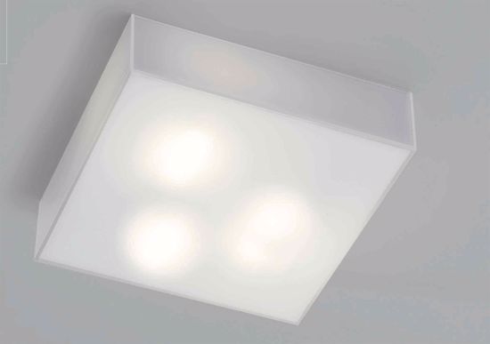 Plafoniera moderna quadrata 40cm vetro bianco luminosa per cucina