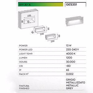 Segnapasso incasso da esterno 13w 4000k grigio metallizzato gea luce ohrm