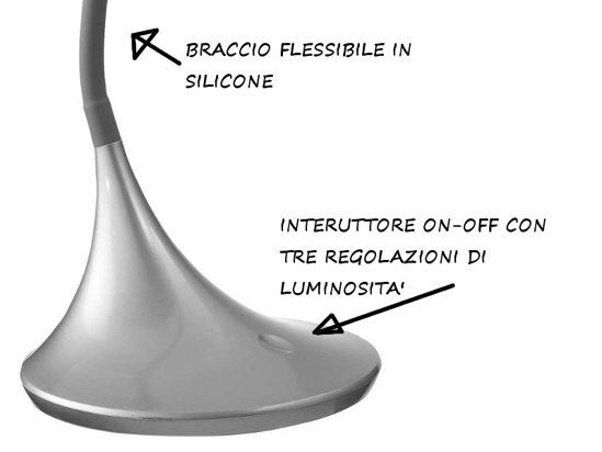 Lampada da scrivania per ufficio oro satinato led 4.5w 3000k