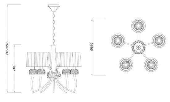 Lampadario cromato stile contemporaneo