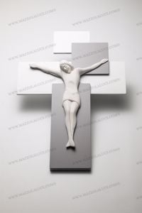 Crocifisso da parete moderno Cristo croce piccola in resina argentata –  Albalu Bomboniere