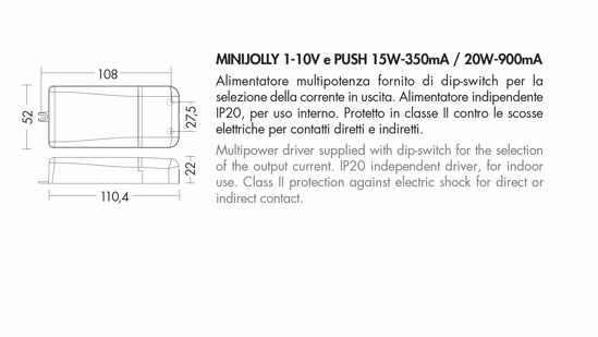 Driver minijolly 1-10v e push 15w-350ma 20w-900ma