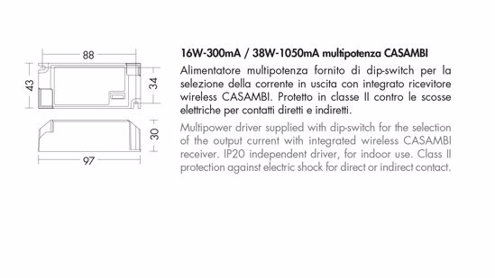 Driver multipotenza casambi 16w-300ma 38w-1050ma