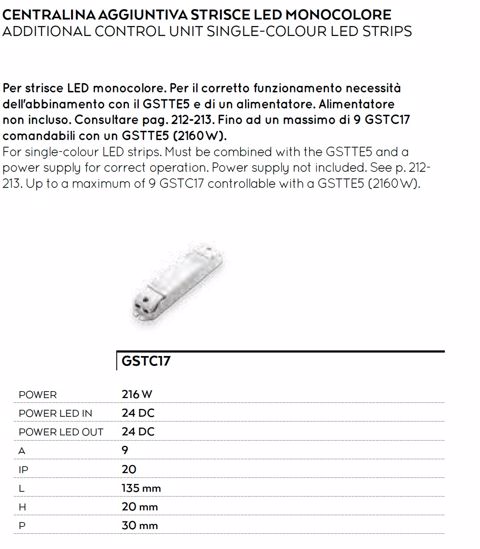 Gea luce centralina aggiuntiva per strisce led monocolore