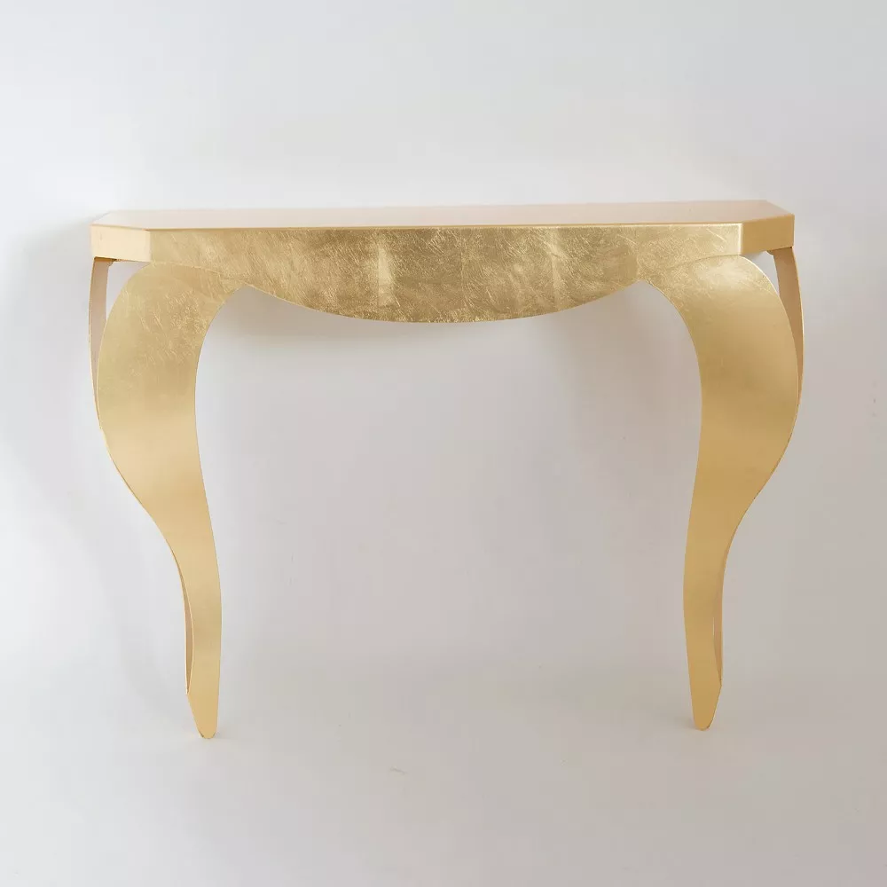 Consolle tavolo ingresso, colore legno scuro, decorazioni oro - Dimensioni:  103 cm - 42 cm - H 82 cm 0,15 Mc Stile classico - 100% Legno - Fianco