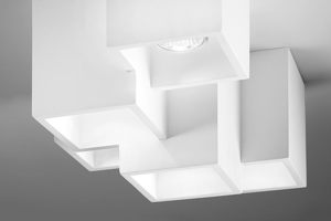 Lampada da soffitto 5 faretti led design moderna cubi di gesso bianco pitturabile