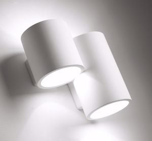 Applique di gesso design moderna verniciabile cilindri bianco