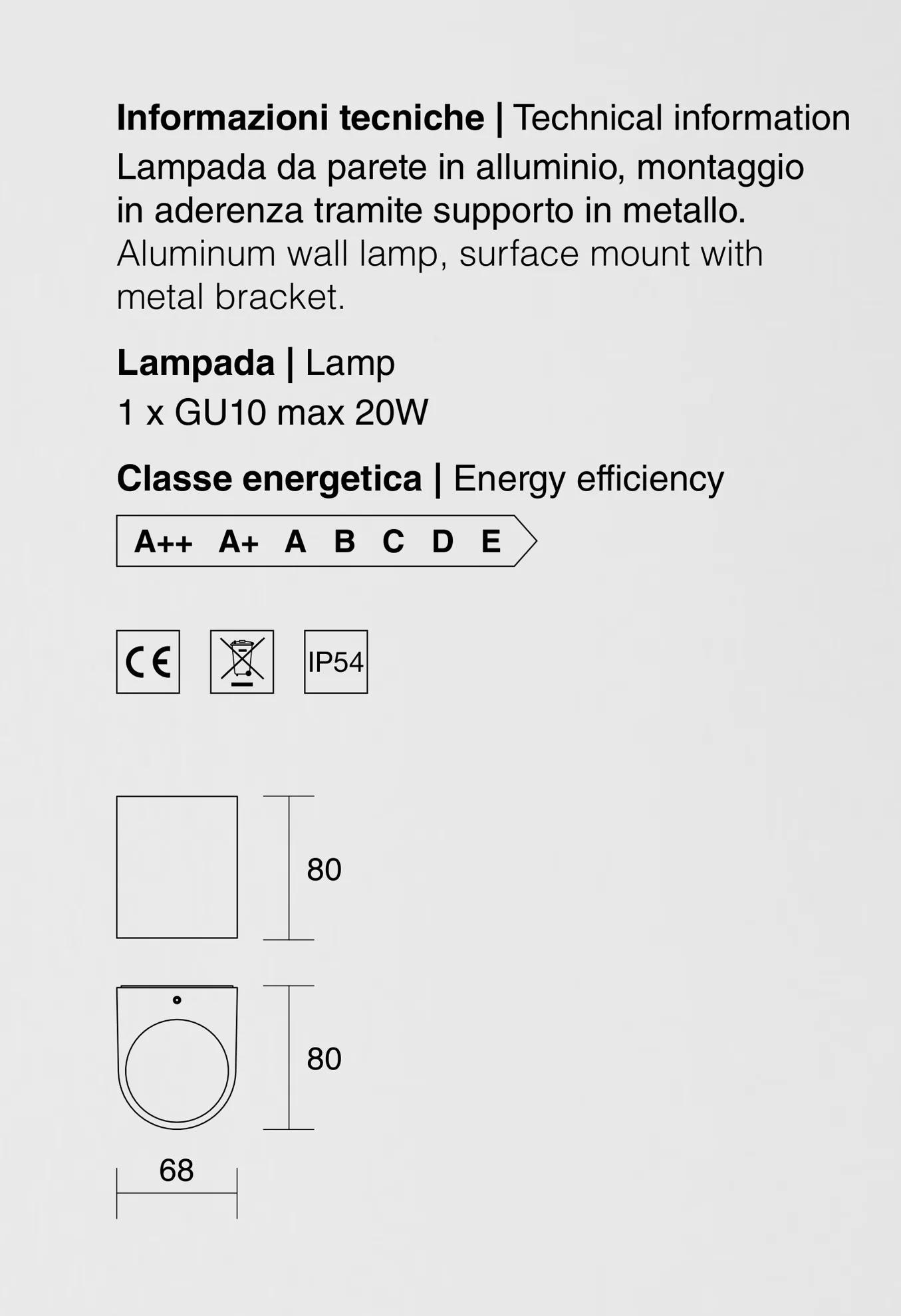 METRO' APPLIQUE ESTERNO IP54 DI ISYLUCE PORTALAMPADE E27 BIANCO NERO CORTEN  ANTRACITE ECONOMICO ISYLUCE - Cristalensi Shop Onlin