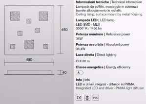 Plafoniera quadrata moderna bianca per soggiorno isyluce checker board