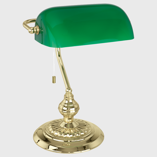 Lampada da scrivania churchill metallo ottone vetro verde classica
