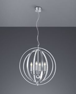 Lampadario sfera a sospensione cromo con cristalli stile contemporaneo