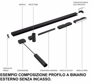 Arca kit staffa di fissaggio plafone 1mt per binario monofase ideal lux