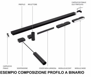 Ideal lux arca cover non luminosa nera 99cm per binario monofase 48v