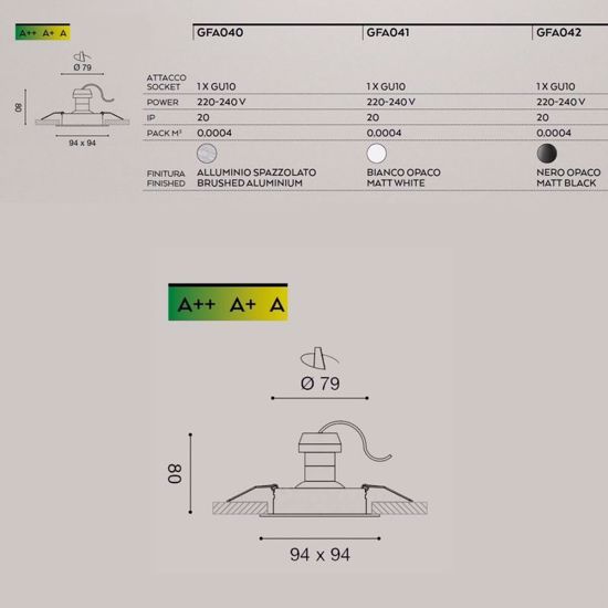 Faretto quadrato da incasso soffitto alluminio gea luce zenit