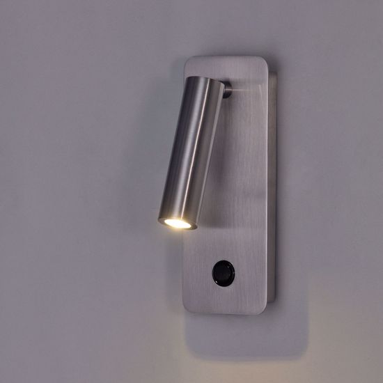 Applique comodino per camera da letto led 3w 3000k nickel moderna