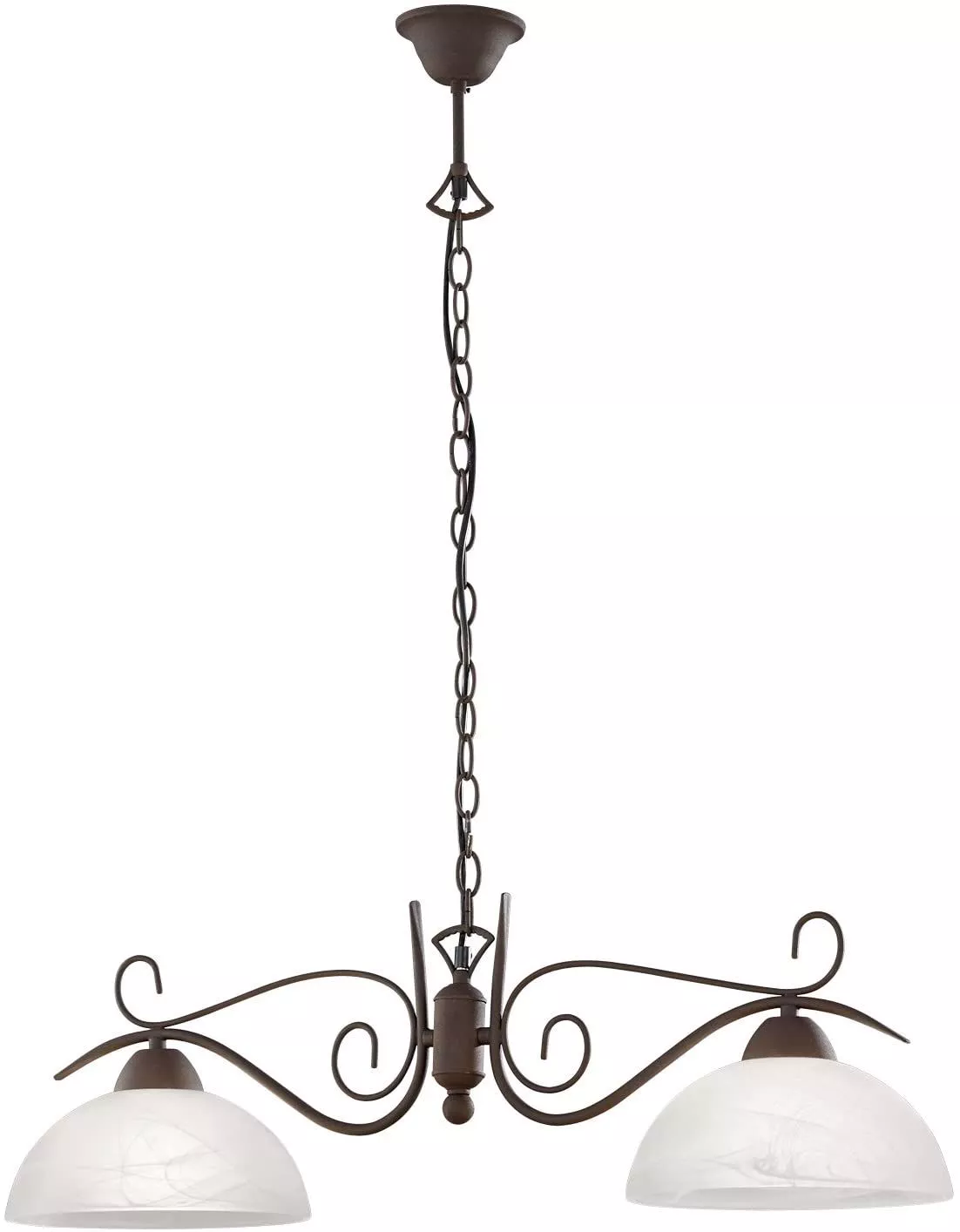 Lampadario Per Cucina Bilanciere Rustico Metallo E Vetro Due Luci R343224