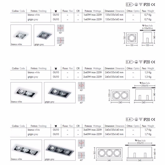 Faretto da incasso per controsoffitto orientabile orientabile gu10 bianco 1 luce