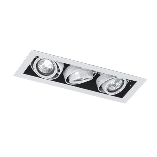 Portafaretti incasso per controsoffitto orientabile 3 luci gu10 bianco