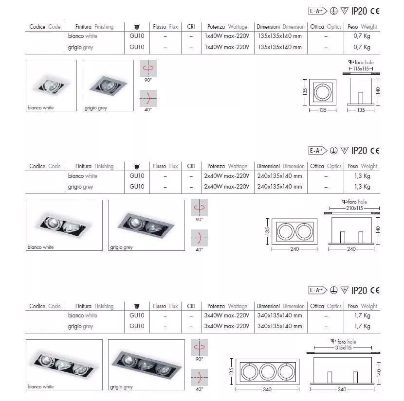 Egoluce 6249.01 - Faretto da incasso GAMMA GU10 orientabile bianco