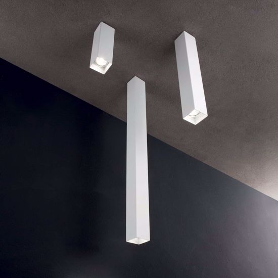 Sky pl1 h75 idea lux faretto led squadrato h75cm da soffitto gu10 5w 3000k bianco