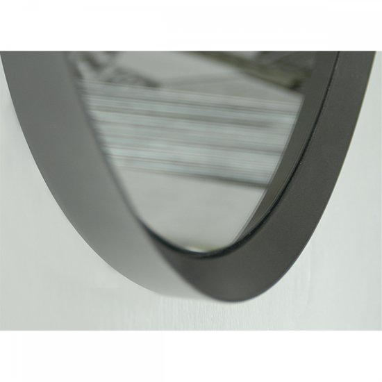 Specchio da parete rotondo moderno con cornice legno antracite 78cm