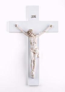 Crocifisso da parete 34x24 avorio croce bianca